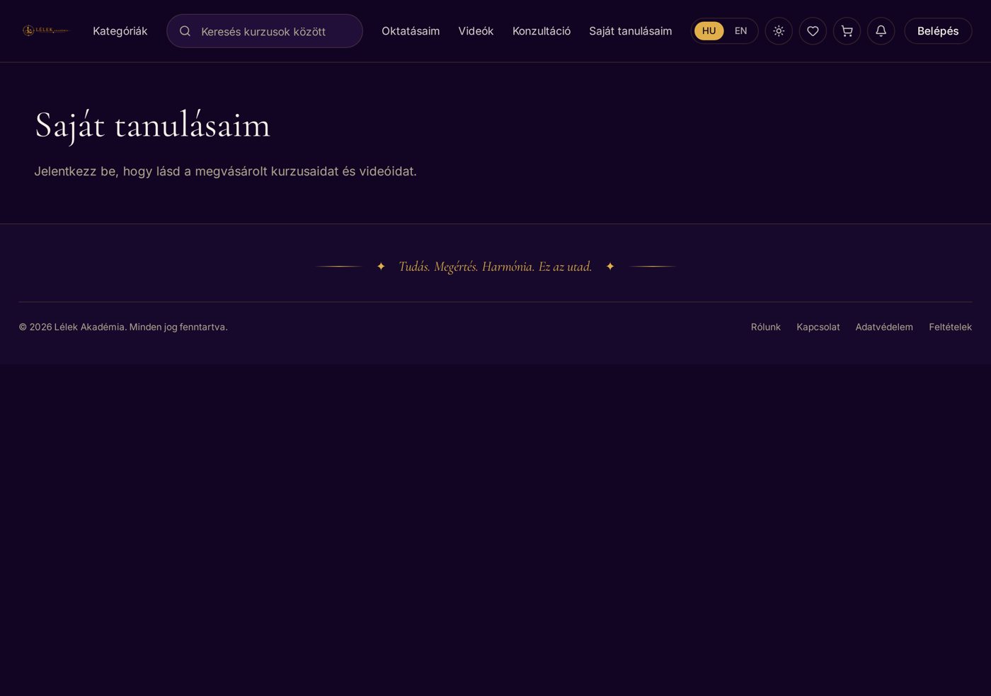 Saját tanulásaim oldal a megvásárolt tartalmakkal